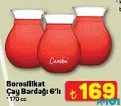 CAMBU BORASİLİKAT ÇAY BARDAĞI 6'LI 170 CC